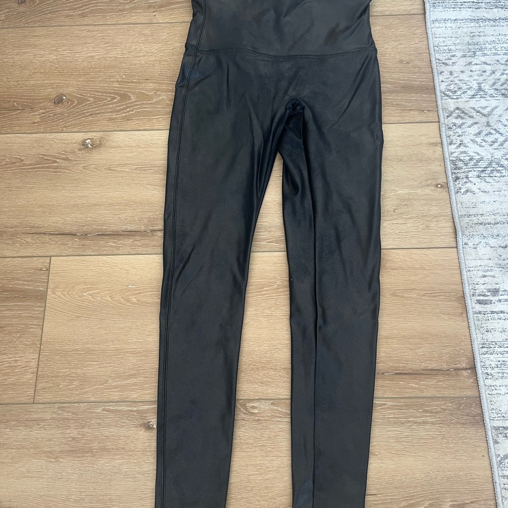 SPANX High-Waist Black Faux-Leather Leggings